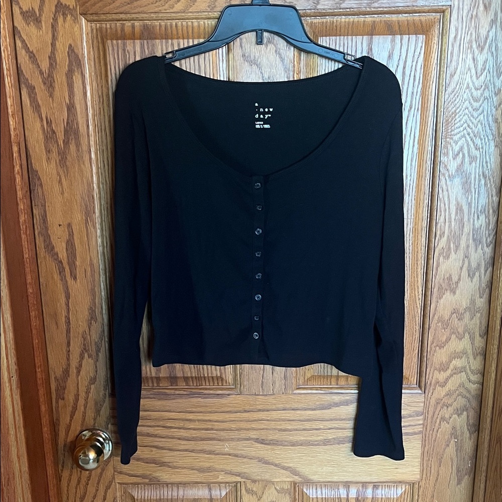 a new day Black Button-Down Women's Shirt